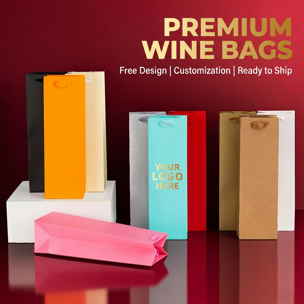 Premium 250gsm White Cardboard Luxury Wine Gift Bag Matte Lamination Hot Stamping | Eco-friendly Custom Logo Paper Candle Craft