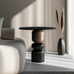 Table d'appoint minimaliste en bois massif de style italien, table d'appoint haut de gamme pour salon, petite table d'appoint pour canapé, table d'angle de chevet, sans accessoires supplémentaires - Product Image 2