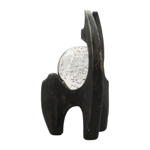 Scultura Astratta in Resina con Inserto in Vetro, Decorazione Moderna per Casa e Ufficio, Esposizione su Mensola - Product Image 3