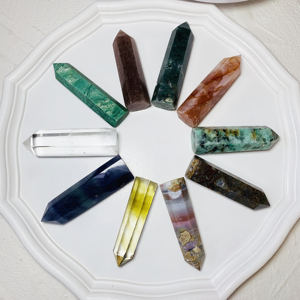 Groothandel natuurlijke kristallen edelsteen punt mosagaat vuurkwarts grijze agaat helder kwarts kristallen toren staaf - Product Image 4