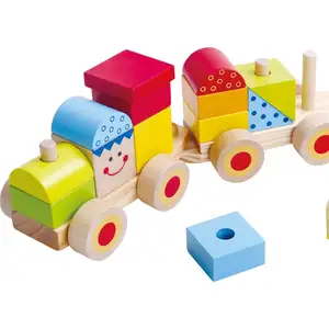 Tren de juguete antiguo de madera para bebé, educativo