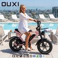 OUXI Mini Vélo Électrique Fat Bike 250W Moteur Moyeu 36V 10.4Ah Frein à Gomme Accélérateur Semi-Tournant Jeune Motard Tout-Terrain Amusant Fatbike V8