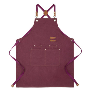 Delantal de Trabajo Unisex Morado de la Mejor Calidad, 100% Algodón/Lona, Ecológico, Sin Mangas, con Tirantes Ajustables Cruzados en la Espalda y Múltiples Bolsillos - Product Image 5