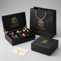 Boîte à capsules de café Landy compacte en bois noir mat, rectangulaire, gravée, de qualité supérieure, avec 4+1 emplacements, organiseur de dosettes, coffret de rangement, vente en gros