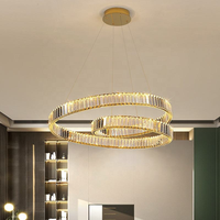 Lustre créatif en cristal LED en acier inoxydable doré de luxe post-moderne pour salon, villa, restaurant, chambre à coucher