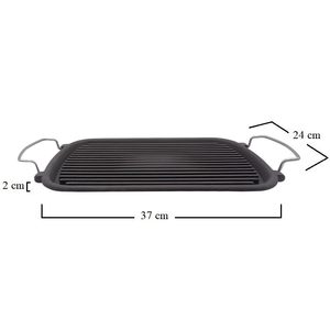 Sartén Rectangular de Hierro Fundido Esmaltado de 24x37 cm, Negra, Antiadherente, Apta para Inducción, con 2 Asas - Product Image 2