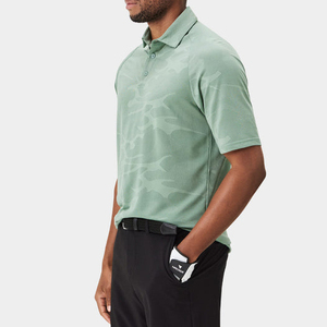 Polo pour homme de luxe, coupe ajustée, en maille extensible douce, avec logo personnalisé OEM et motif imprimé, idéal pour le golf - Product Image 3