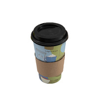 Fundas desechables biodegradables para taza de café, fundas de papel Kraft corrugado, mampara de 10oz, 12oz, 16oz, 2