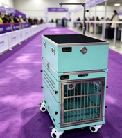 Einzelner Faltbarer Hunde-Transportkäfig Nr. 1 mit Pflegewerkzeugbox & Rädern