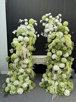 Gapura Bunga Hydrangea Mawar Skandinavia Desain Baru untuk Dekorasi Pesta Pernikahan, Latar Belakang Pajangan Gapura Bunga Pink