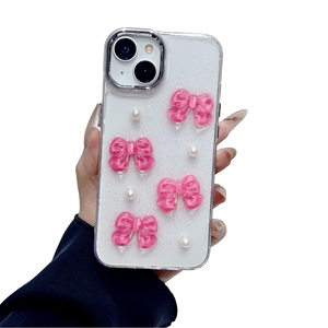 Funda de Teléfono con Lazo Brillante 3D, Diseño de Dibujos Animados, para iPhone 17, 16, 15, 14, 13, 12, 11 Pro, X, XR, XS, 7, 8 - Product Image 1