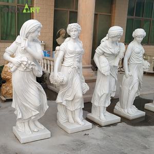 Scultura in pietra a grandezza naturale intagliata a mano in marmo greco a quattro stagioni dea statua della signora in vendita - Product Image 1