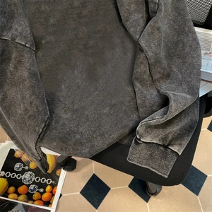 Marques de mode européennes et américaines, sweats en coton pur fortement lavés et vieillis pour hommes et femmes en automne et en hiver - Product Image 3