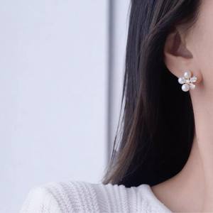 Boucles d'oreilles fines à clous 22584DIY en argent S925, perles de 6-7 mm, support creux, accessoires pour perles multiples, pour bijoux en argent - Product Image 4