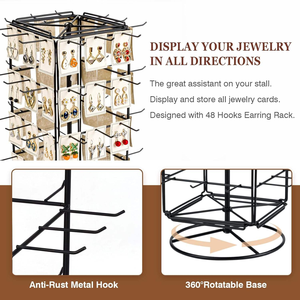 360 xoay 4-Tier kim loại Bông tai hiển thị Rack Keychain đứng chủ với 48 Hooks cho cửa hàng bán lẻ hiển thị - Product Image 3