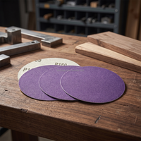 Disque de ponçage en céramique premium de 5 pouces (125 mm) sans trou, violet, à fixation auto-agrippante pour le polissage haute performance des métaux