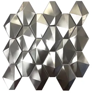 Diamante prata espelho aço inoxidável mosaico KTV bar fundo parede tridimensional telhas