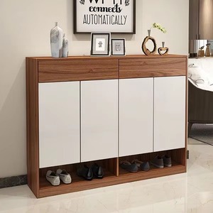 <b>Shoe</b> Cabinet With Louvered Doors Mango Wood <b>Shoe</b> <b>Storage</b> Cabinet With Adjustable Shelves Modern Freestanding Organizer Cabinet - Product Image 2