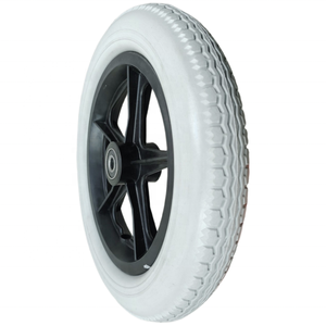 Alta Qualidade <span class=keywords><strong>12</strong></span> 1/2x2 1/4 Polegada PU Roda de <span class=keywords><strong>Nylon</strong></span> Centrado Hub Preço de Fábrica Folding Truck Book Cart for Balance Bike Plastic - Product Image 1