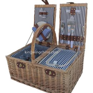 Handmade hamper wicker storage picnic basket 4 person
