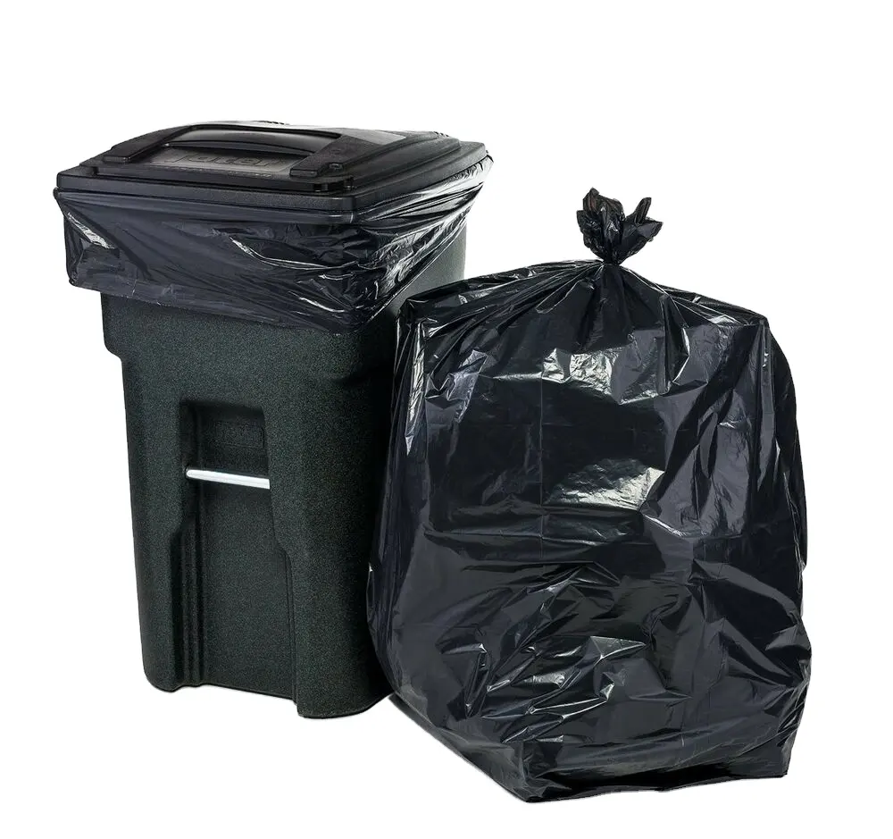 Черный большой пластиковый мешок для мусора со звездочками на заказ, большие промышленные мешки для мусора в рулоне