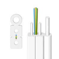 Kabel Fiber Drop FTTH 4 Core Tahan Cuaca GJYXCH Stok Tersedia, Dilengkapi Penyangga Logam, Dapat Menopang Sendiri, Putih/Hitam