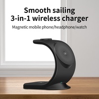 Station de charge sans fil intelligente 3-en-1, sortie 15W pour iPhone et plusieurs appareils, support de charge magnétique de voyage