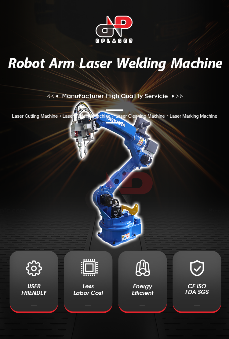 Yaskawa 6 Axis Robot Arm Stainless Steel Automatic Fiber Laser Welding Machine