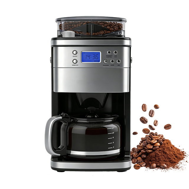 Programmable Grind & Brew Coffee Machine 12 Cup Automatic Drip Coffee Maker with Built-in Grinder and Thermal Carafe