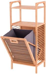 Cesto de ropa suja, directo de fábrica, contenedor de almacenamiento de ropa, cesto de lavandería de madera plegable, clasificadores, cesta de lavandería de bambú con estante - Product Image 4