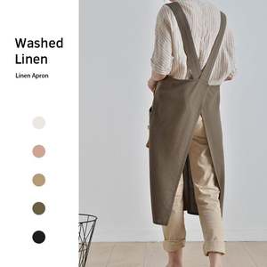 Delantales de Cocina Ecológicos de Lino y Algodón, Delantal de Jardín con Tirantes Cruzados, Vestido Delantal para Mujer con Bolsillos - Product Image 6