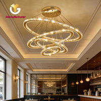 Lustre LED Youguang moderne et épuré en fer à 3 anneaux, noir élégant, température de couleur réglable, pour chambre/salon