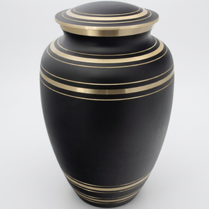 Urna Funeraria de Metal Negra, Urna Conmemorativa para Guardar Cenizas, Florero Redondo para Cenizas, Ecológico, Decorativo, Suministros Funerarios - Artesanía India para el Hogar - Product Image 1