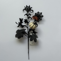 H0656 Brindilles scintillantes pour Halloween, branches de baies gothiques, feuilles d'automne, branches artificielles, brindilles sèches noires pour la décoration de la journée d'Halloween