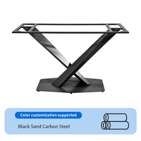 Base de table à manger en acier au carbone en forme de X pour plateau en pierre frittée, projet hôtelier, vente en gros d'usine, OEM ODM