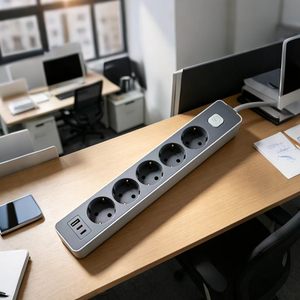 Regleta Profesional Europea con 2 Puertos USB-C, 1 Puerto USB-A y 5 Tomas Schuko para Uso en Hogares Modernos, Oficinas y Hospitales - Product Image 1