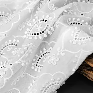 Novidade tecido branco outono tecido 3D tecido renda vestido