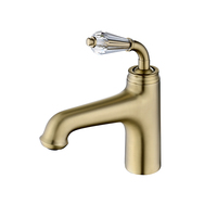 Robinet de lavabo BUTERFLEOGE moderne vintage à poignée en cristal français, laiton électroplaqué, cartouche en céramique, eau chaude et froide, trou unique