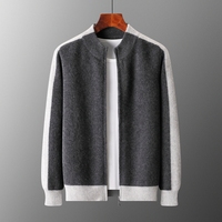 Cardigan en laine pure tricoté épais pour homme, automne-hiver, demi-zip, style décontracté, vente en gros usine