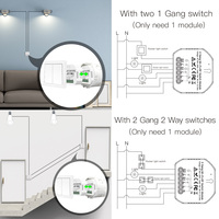 Interruptor de luz inteligente con Wifi, módulo de Control remoto con aplicación Smart Life, 2 entradas y 2 vías