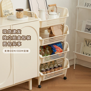 รถเข็นเก็บของ Chu Bang 4 ชั้น วัสดุ PP ชั้นวางของเคลื่อนที่สำหรับอาหาร หนังสือ ของเล่น และการจัดระเบียบของใช้ในบ้าน - Product Image 1