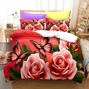 Wholesale <strong>Queen</strong> King Size Printed 100% Polyester Microfiber 3pcs 4pcs Bedsheet Duvet Cover <strong>Bedding</strong> Sets - Product Image 3