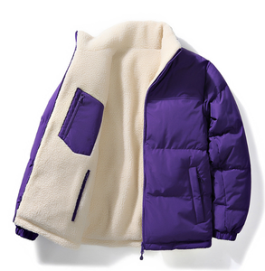 Maglione di agnello a doppia faccia per uomo donna moda giovanile caldo cappotto esterno con cerniera - Product Image 3