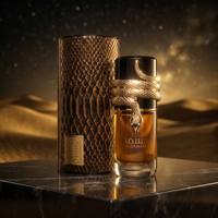Parfum Oud Arabe de Luxe Liquide 100ml, Parfum Oriental Boisé Longue Durée pour Homme EDP, Écologique, Design Unique Serpent Doré