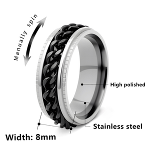 Anello Girevole in Acciaio Inossidabile per Uomo, Anello Antistress Rotante, Opzioni Multicolore, Gioiello di Tendenza - Product Image 5