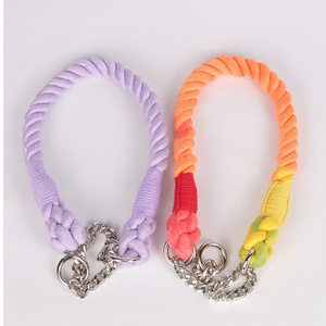 เชือกจูงสัตว์เลี้ยงแบบถักหลากสีทำมือเชือกผ้าฝ้าย100% น้ำหนักเบากันลื่นออกแบบได้ตามต้องการ - Product Image 6