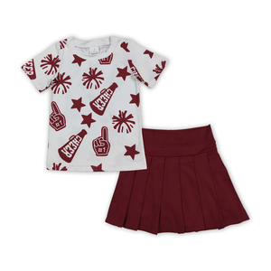 RTS PAS DE quantité minimale de commande Enfants Fille Marron Chemise À Manches Courtes Active Wear Jupe Outfit En Gros Enfants Vêtements - Product Image 1