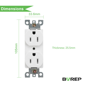 Tomacorriente Dúplex Resistente a Manipulaciones Barep con Certificación UL, 15A 125V, Estándar Estadounidense, Tomacorriente Residencial de Pared - Product Image 2