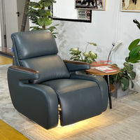 Chaise inclinable électrique à cadre en bois massif canapé simple en cuir grainé supérieur Massage extensible à bascule pour la vie