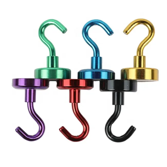 Hot Sale Heavy Duty Neodymium Magnet Hook with Rust Proof for Indoor Outdoor Hanging Refrigerator Grill Kitchen Key Holder